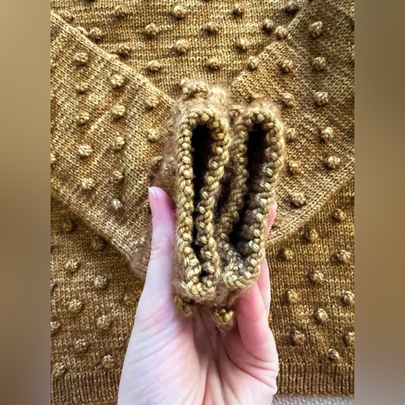 Misha & Puff Wool Bronze Brown Spun Gold Rose Popcorn Mock Neck Sweater PCP 7-8y - Picture 4 of 12